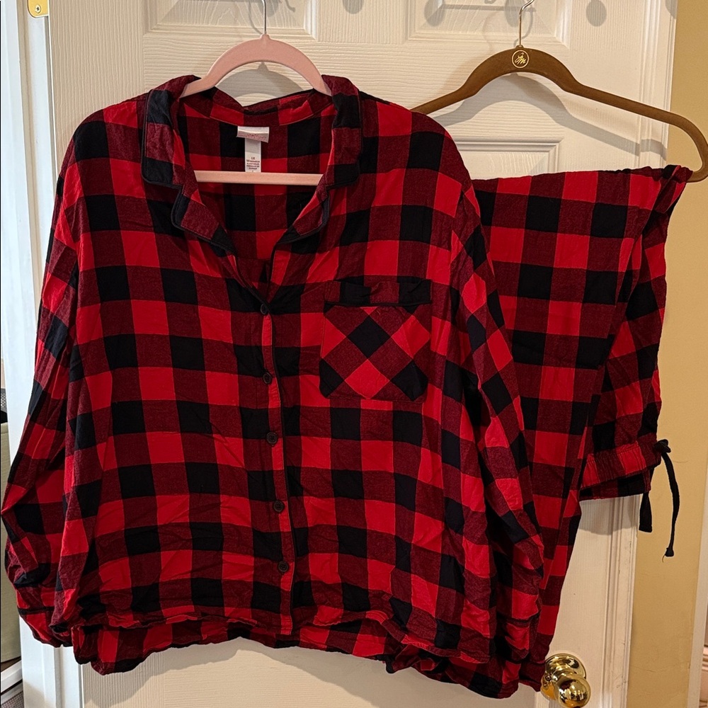 Women’s Red and Black Cotton Pajamas Set Wondershop at Target Size 1X